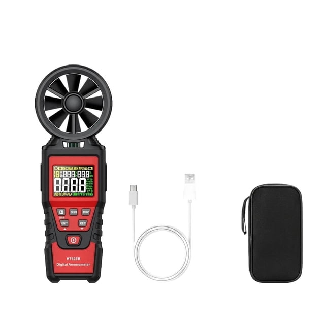 Digital Anemometer Portable Hand Held Wind Speed Meter Windmeter LCD Display Temperature Meter ,Comprehensive Data Display