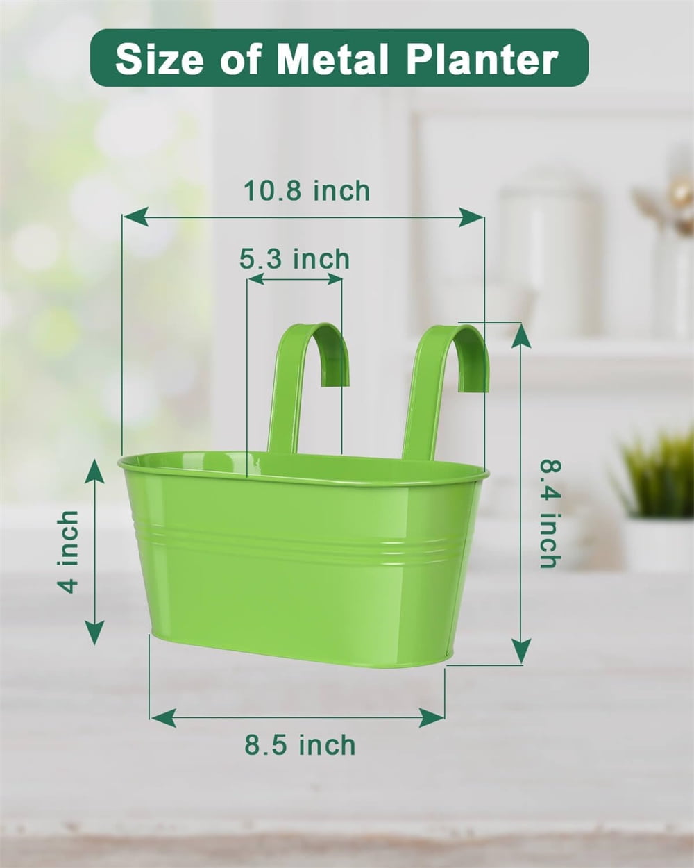 NOGIS Metal Iron Hanging Flower Pots for Railing Fence Hanging Bucket Pots Countryside Style Window Flower Plant Holder with Detachable Hooks Home Decor,3 Pcs（Multicolor A）