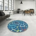 thumbnail image 3 of Ahgly Company Indoor Round Abstract Blue Eyes Blue Abstract Area Rugs, 5' Round, 3 of 6