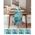 thumbnail image 3 of Ldtrchee Teal Marble Table Runner 70 Inches, Abstract Ink Painting Luxury Modern Bed Runner Dresser Scarves Tabletop for Indoor Outdoor Parties/Ceremony/Banquet, 13" x 70", 3 of 8