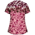 thumbnail image 3 of Jinhomg Womens Plus Size Scrubs Tops Elegant Cute Floral Print Nursing Uniform Lightweight Comfy Short Sleeve V-Neck Tunic Blouse with Pockets Red XL, 3 of 5