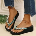 thumbnail image 2 of ZTTD Ladies Fashion Summer Flip Flops Casual Rhinestone Flowers Thick Sole Sandals Green, 2 of 6