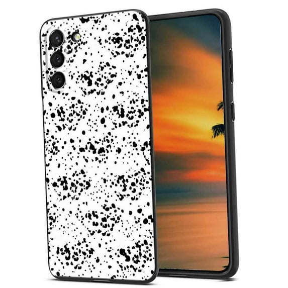 Compatible with Samsung Galaxy S22+ Plus Phone Case, Cow-Print-Abstract-Art-Black-White-Pink-Cute-70 Case Men Women, Flexible Silicone Shockproof Case for Samsung Galaxy S22+ Plus
