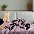 thumbnail image 3 of I Love You to the Moon and Back Soft Flannel Fleece Throw Blanket, Charcoal Written Effect Motto on Affection, Cozy Plush for Indoor and Outdoor Use, 60" x 80", Baby Pink Charcoal Grey, by Ambesonne, 3 of 5