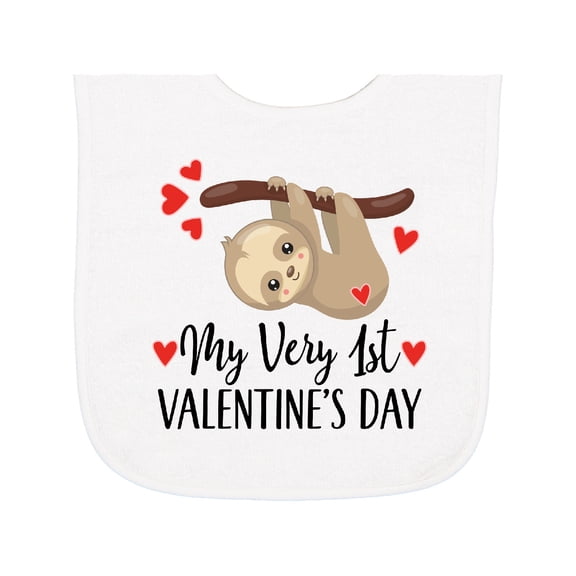 Inktastic My First Valentines Day Baby Sloth Baby Terry Cloth Bib