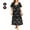 Black butterfly, variant on Loritta Plus Size Nightgowns for Women House Dress Short Sleeve Loungewear Floral Print V-Neck Moomoo Nightgowns Sleepwear XL-5XL