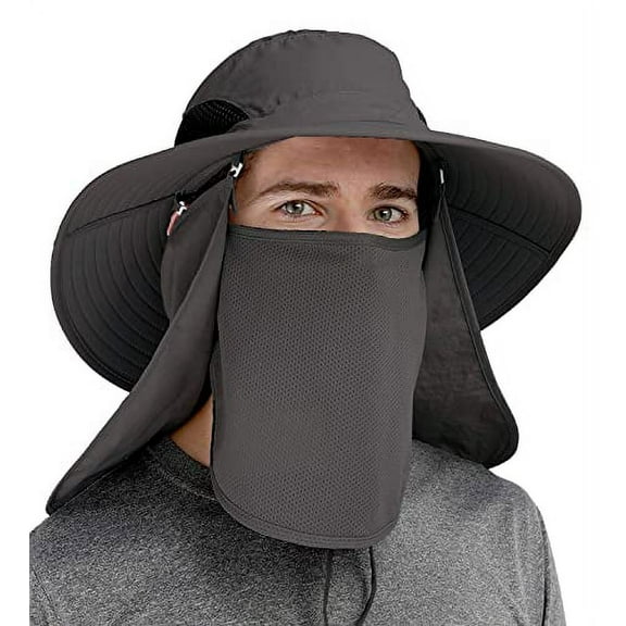 GearTOP Fishing Hat with Flaps UV Protection Sun Hat Womens with Drape Beach Hats with Neck Protection Sun Hat with Neck Flap, Dark Grey