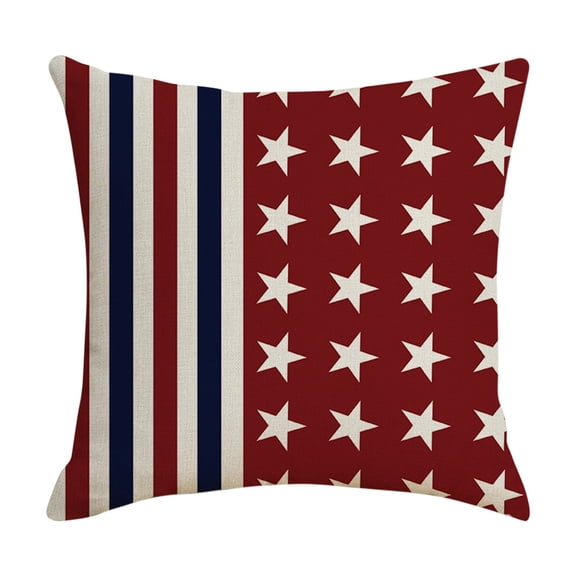XIA0LE 4th of July Patriotic Decorative Throw Pillow 14x14in, Red White Blue Stripes Stars Outdoor Pillow, America Rustic Independence Day Cushion Home Decor (A)