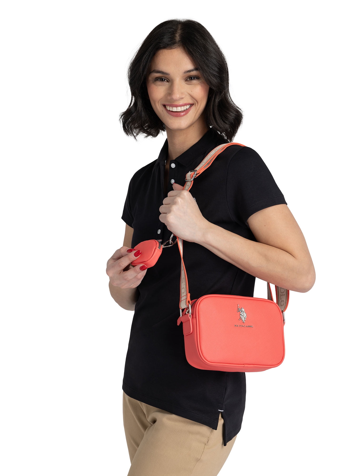 U.S. Polo Assn. Women's Signature Crossbody Bag, Coral