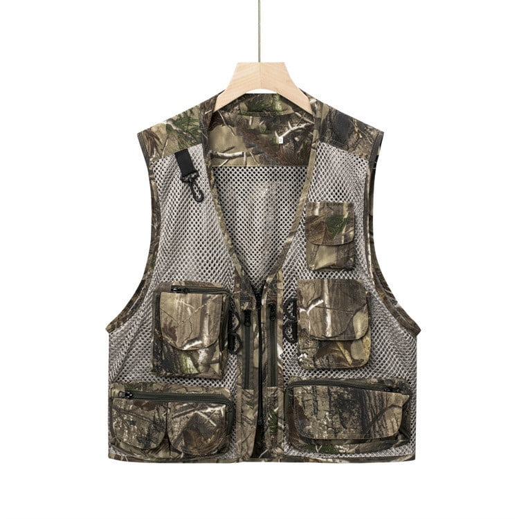 Apexfwdt Men's Fishing Vest Outdoor Work Hunting Utility Vest Quick-Dry Safari Travel Vest Jacket with Multi Pockets, Size: Medium, Green