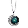 thumbnail image 1 of Collier Zodiaque Étoilé Pendentif Lune Rotatif Double Face Chaîne de Chandail Rétro-Sagittaire, 1 of 3