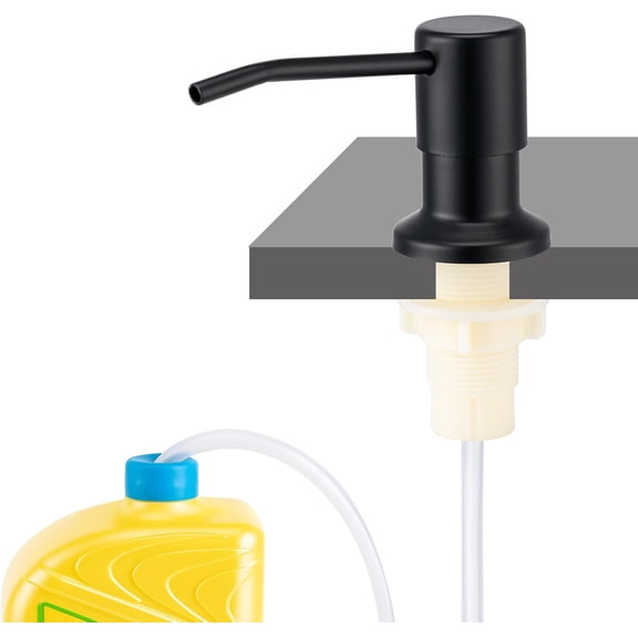 Soap Dispenser for Kitchen Sink, Built in Sink Soap Dispenser (Matte Black), Countertop Dish Soap Dispenser Stainless Steel Pump with 47" Extension Tube kit, No Need to Frequent Refills