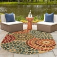 thumbnail image 2 of Unique Loom Outdoor Modern Collection Area Rug - Spark (5' 3" x 8' Oval Beige/Burgundy), 2 of 8