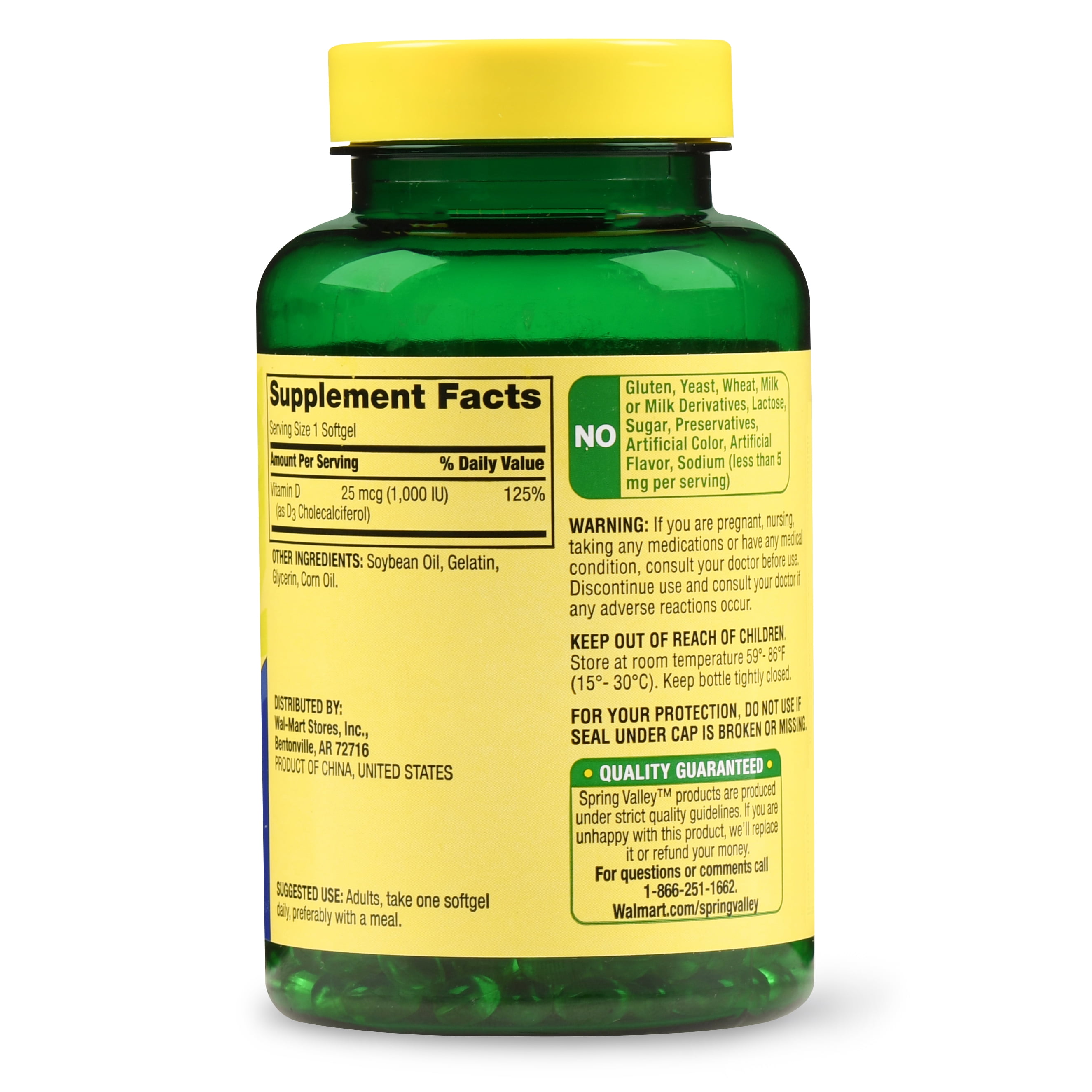 Spring Valley Vitamin D3 Softgels 1000 Iu 450 Ct Walmartcom