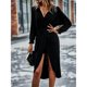 thumbnail image 3 of Vestido de fiesta, vestido cruzado con cuello en V, largo y fruncido, vestido cruzado con cuello en V, funcionalidad versátil, 3 of 9