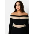 thumbnail image 3 of Rebdolls Women's Plus Off The Shoulder Mesh Detailed Bodycon Mini Dress - Black - 3X, 3 of 4