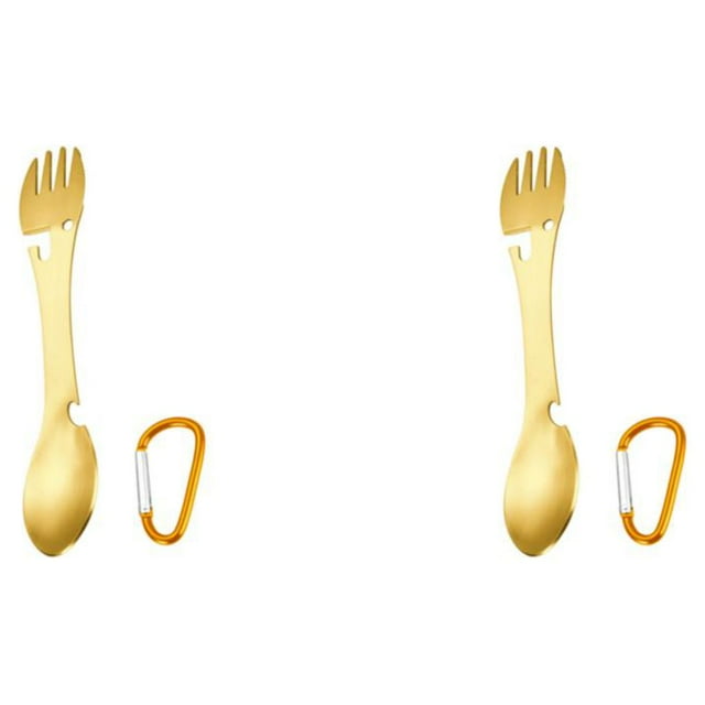Spork multifuncional Billuyoard de acero inoxidable 5 en 1 color Oro 2piezas