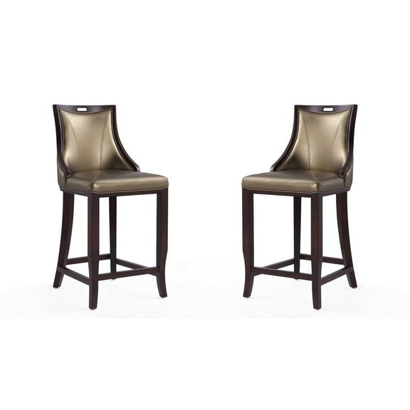 Manhattan Comfort Emperor 27" Faux Leather Counter Stool in Bronze (Set of 2)
