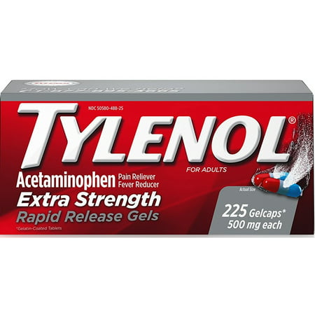 3 Pack - TYLENOL Acetaminophen Rapid Release Gelcaps 500 mg 225