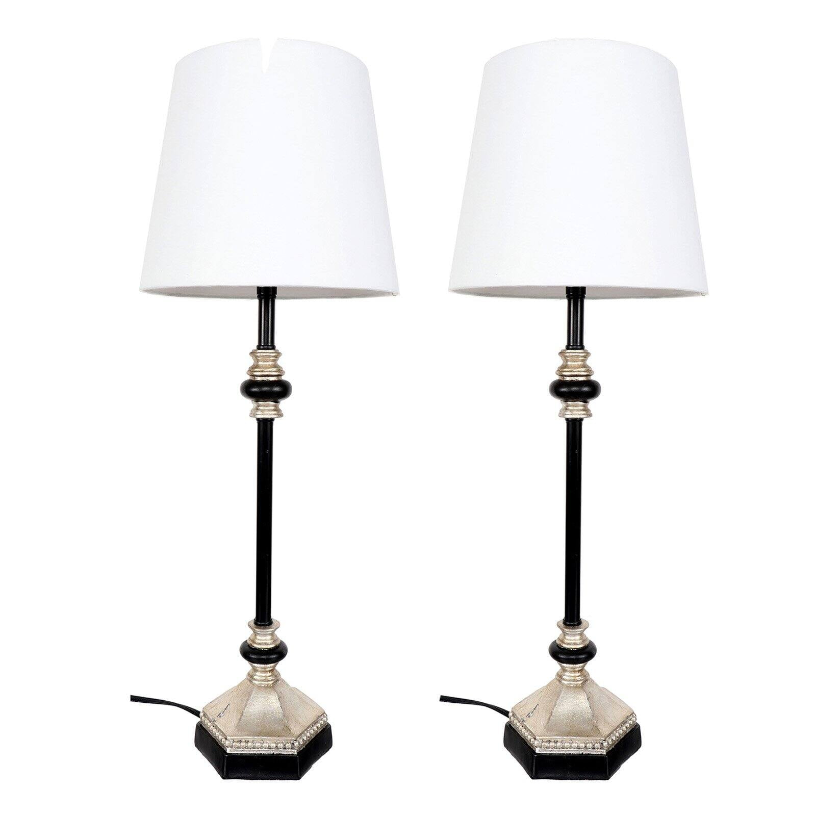 Dennis East International Black & Silver Buffet Table Lamp Set of 2