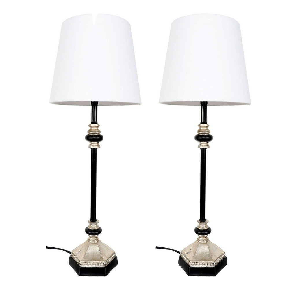 Dennis East International Black & Silver Buffet Table Lamp Set of 2