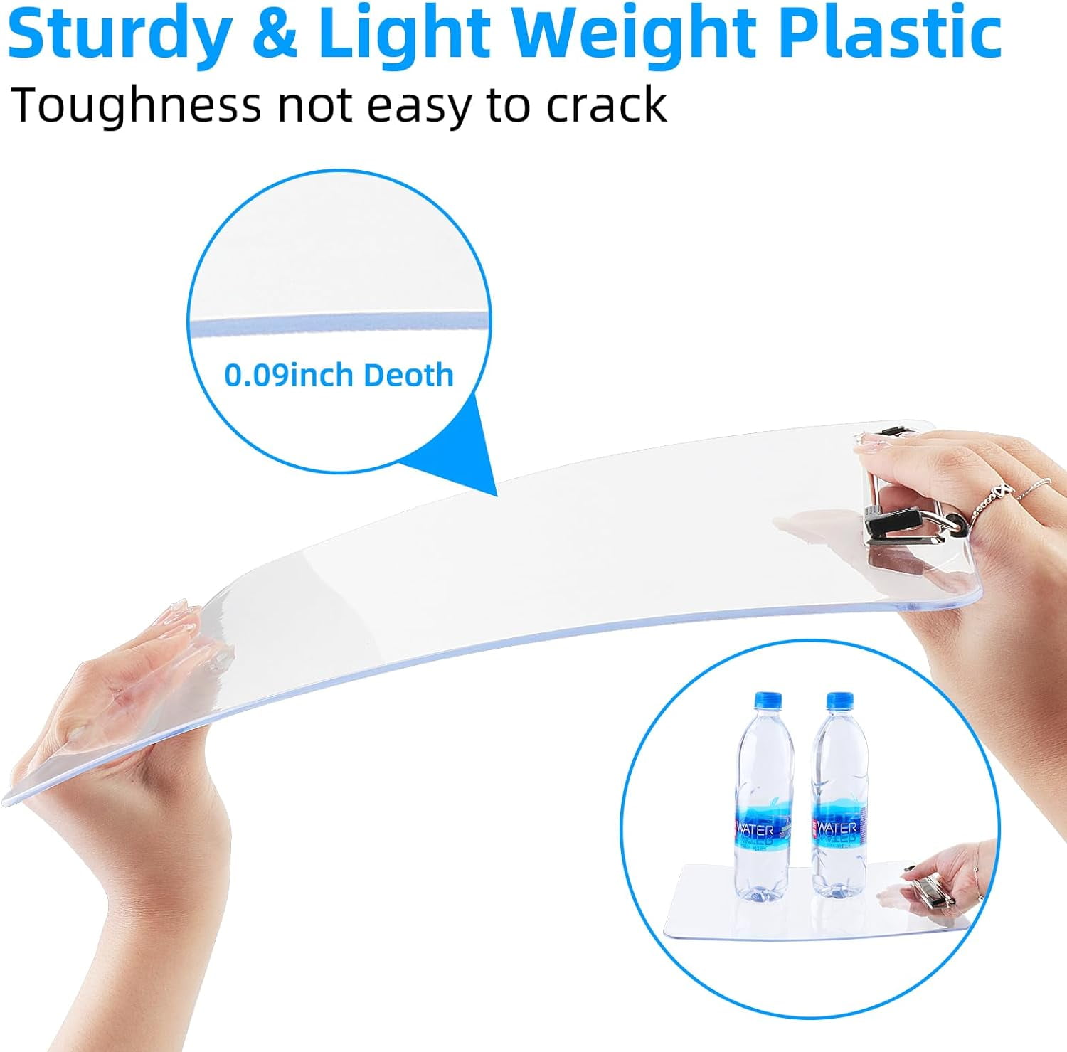 Plastic Clipboards Set of 30, A4 Acrylic Clear Board 8.5x11 for Classroom, Students, Transparent Letter Size 9" x 12.5" with Low Profile Clip, Office & School Supply