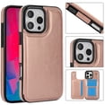 thumbnail image 2 of Designed for iPhone 16 Pro Wallet Phone Case,With Card Slots,PU Leather Back Folio Flip Kickstand,Double Magnetic Clasp and Durable Shockproof Rugged Anti-fall Phone Case,Rosegold, 2 of 11