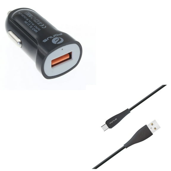 Type-C 6ft USB Cable w 18W Car Charger for OnePlus 9, Nord N200 5G/N100/N10 5G, Pro Phone - Charger Cord Power Wire, Fast USB Port Power Adapter B2V for OnePlus 9, Nord N200 5G/N100/N10 5G, Pro