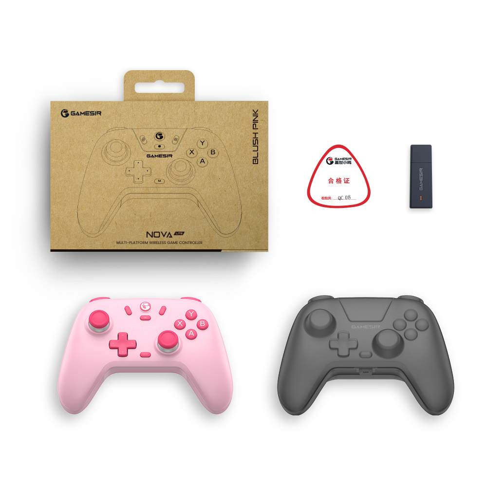 GameSir Nova Lite Controlador Inalámbrico con Bluetooth, Dongle, Cable para Switch, Android, iOS, PC y Steam (Rosa con Receptor) 8