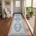 thumbnail image 2 of ARJINCUTE Boho Vintage Distressed Runner Rug Blue 2'x8', Soft Machine Washable Foldable Non-Slip Carpet for Hallway Kitchen Entryway Bedroom Laundry, 2 of 9