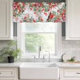 thumbnail image 3 of Cardinal Bird Rod Pocket Curtain Valance, Winter Poinsettia Pine Cones Berry Wood Farmhouse Window Valance for Living Room, Bedroom, Kitchen 54"W x 18"L, 3 of 9