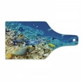thumbnail image 1 of Fish Cutting Board, Barrier Reefs Covered Sea with Lagoon and Zebrafish Anemonefish Picture, Tempered Glass Cutting and Serving Board, Wine Bottle Shape, Turquoise Pale Yellow, by Ambesonne, 1 of 1