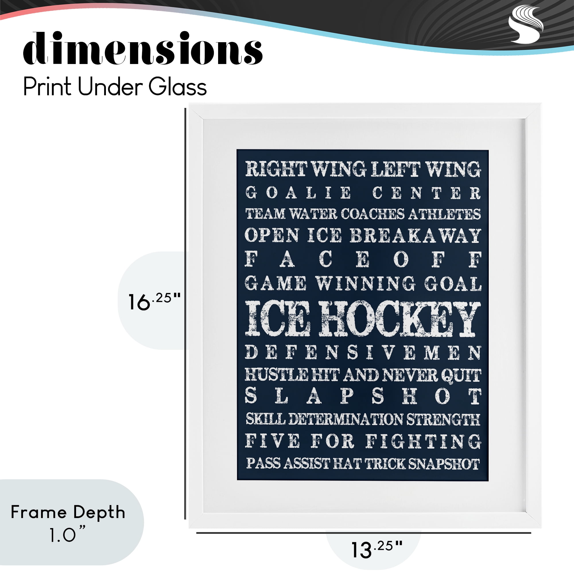 Stupell Industries Ice Hockey Expressions White Framed Print Under Glass, design by Melody Hogan