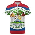 thumbnail image 4 of Belize Flag Men Zipper T-shirt Summer Casual Short Sleeve T-shirt Top, 4 of 7