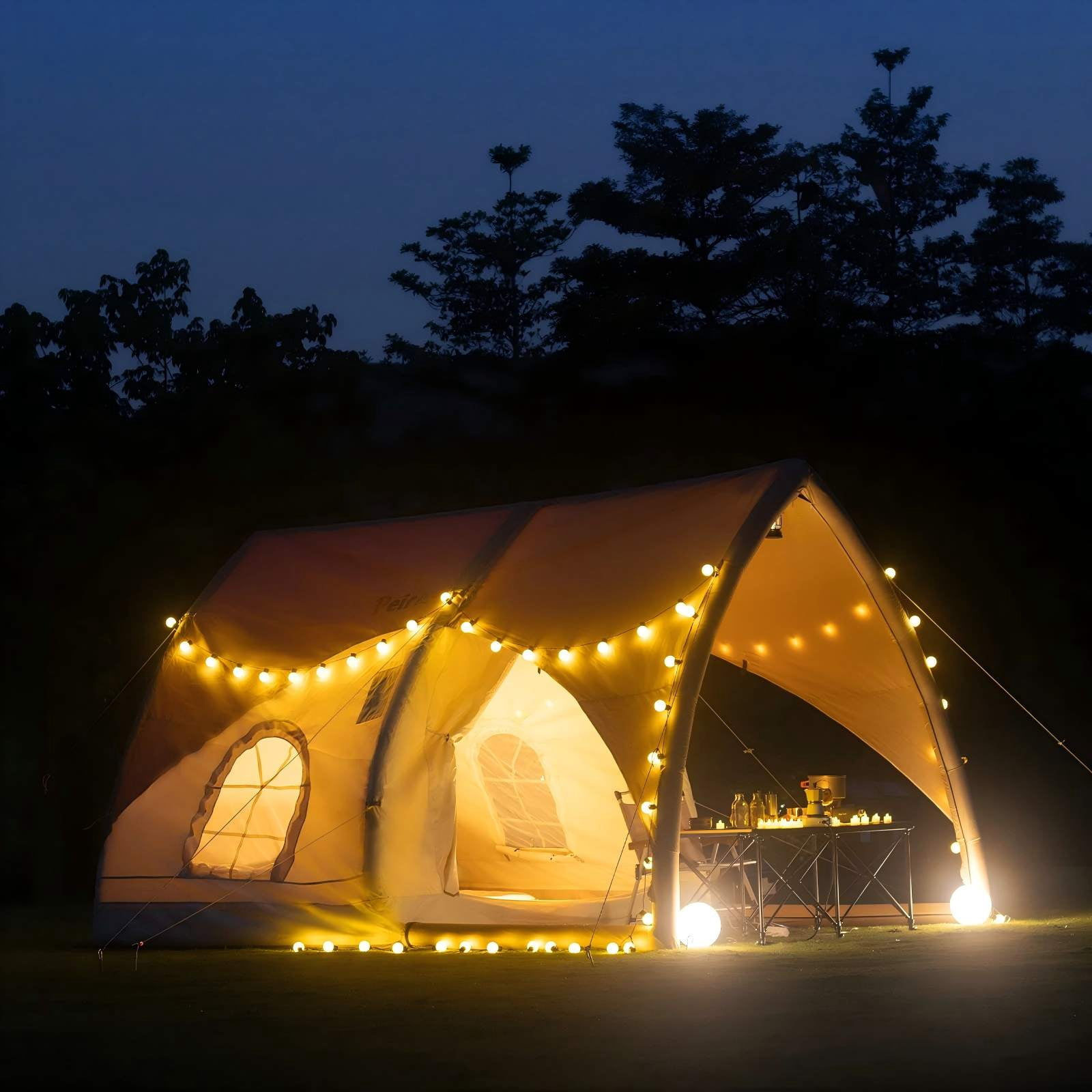 Mini Villa-Style Inflatable Tent,One Bedroom, One Living Room,Windproof, Sun-Resistant, and Breathable