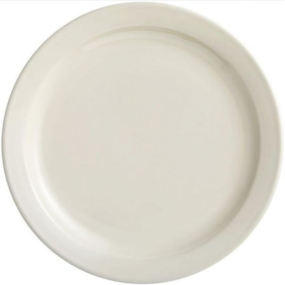 Soro Essentials- Set of 12 Ceramic 10-1/2" American White Empress Narrow Rim Plate Ivory Color- Rolled Edge China Plate Dinner Plates Serving Dishes for Dinner and Salad Perfect for Restaurant