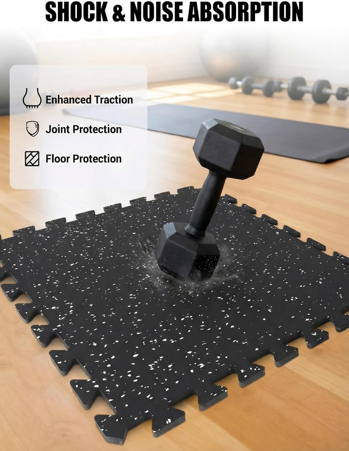 GARVEE Extra Thick Puzzle Exercise Equipment Mat with High Density EVA Foam Interlocking Tiles for Protective,Cushioned Workout Flooring for Home and Gym Equipment,Black,0.75"/48 Sq Ft - 13 Tiles