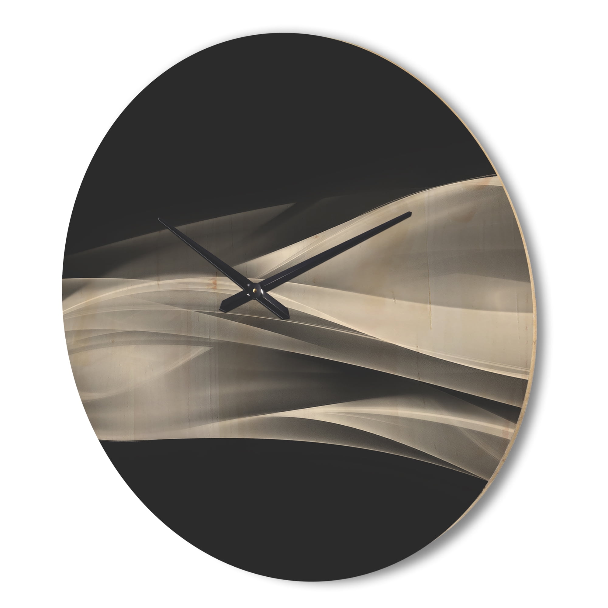 Designart 'Glittering Fractal Silver on Black' Modern Wood Wall Clock