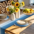 thumbnail image 4 of Blue Brown Round 13 Inch Placemats Set of 4, Gradient Wood Grain Farmhouse Country HeatResistant Non Slip Place Mats for Dining Table, Wipeable Braided Kitchen Table Mats for Housewarming, 4 of 9