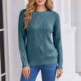 thumbnail image 5 of Women's Cable Knit Sweater Long Sleeve Warm Fall Winter Pullover Crew Neck Trendy Elegant Top, 5 of 9