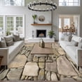 thumbnail image 3 of Area Rug for Living Room, Brown Stone Wall Non-Slip Indoor Large Carpet for Bedroom/Dining Room, Vintage Country Rocks Brick Pattern Washable Low-Profile Rectangle Floor Runner Rugs - 5 x 8 Ft, 3 of 8