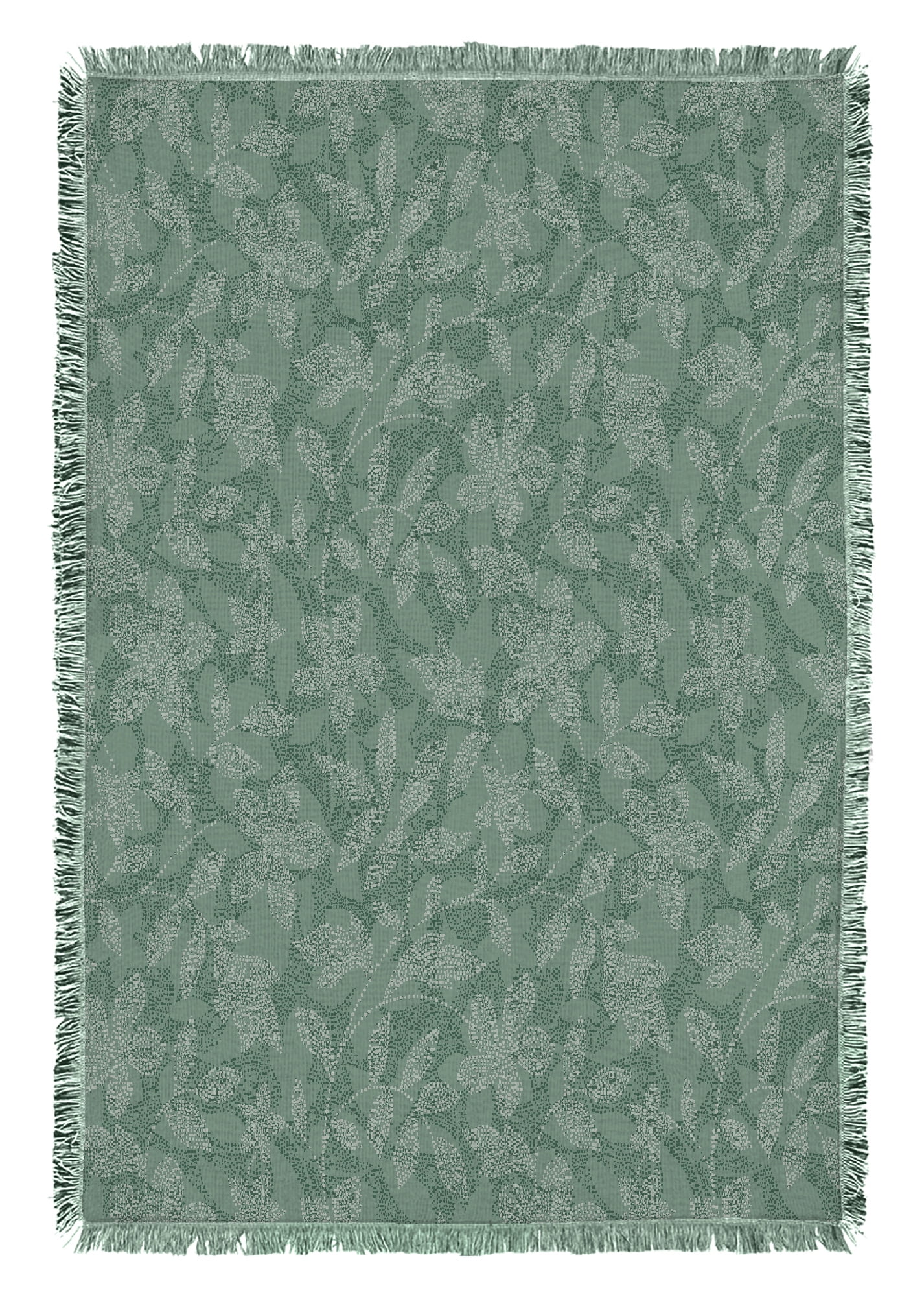 Mainstays Rustic Designs Green Brier Dot Botanical Cotton Blend Jacquard Knit Tapestry Throw, 50" x (图3)