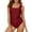 Burgundy, variant on SHEWIN Women's One Piece Swimsuit Ruched Tummy Control Bathing Suit Adjustable Strap Full Coverage Swimwear