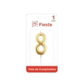 thumbnail image 1 of Vela Cumpleaños Prichos Icasi Color Dorado No. 8, 1 of 2
