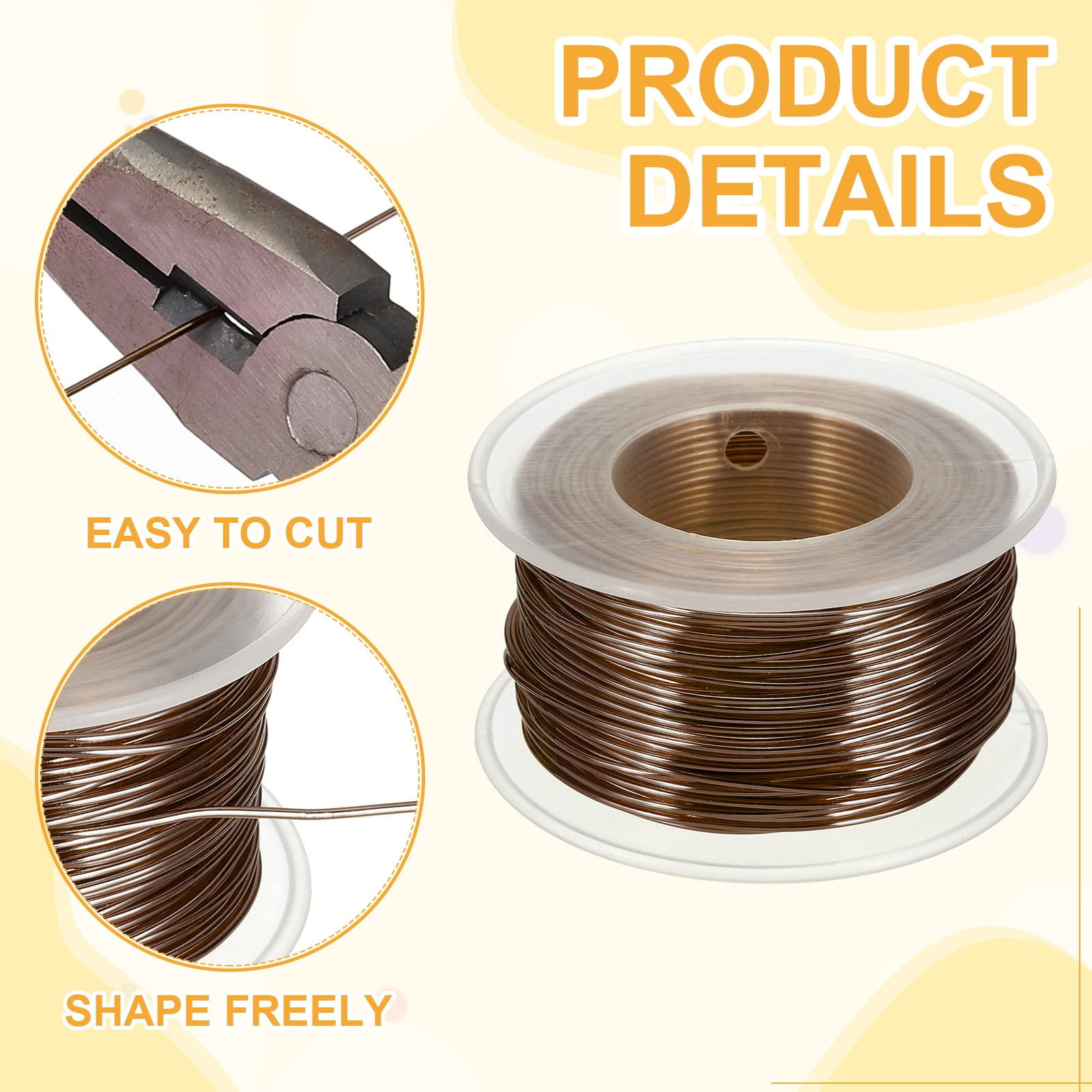 Uxcell Anodized Aluminum Wire for Jewelry Craft Making, Bendable Flexible Wire Bronze 18 Gauge