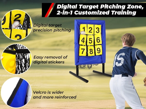 Baseball Pitching Net with Strike Zone | The No Hitter Net 9 Hole Net | Strike Zone Target for Baseball & Softball Training (Bule)