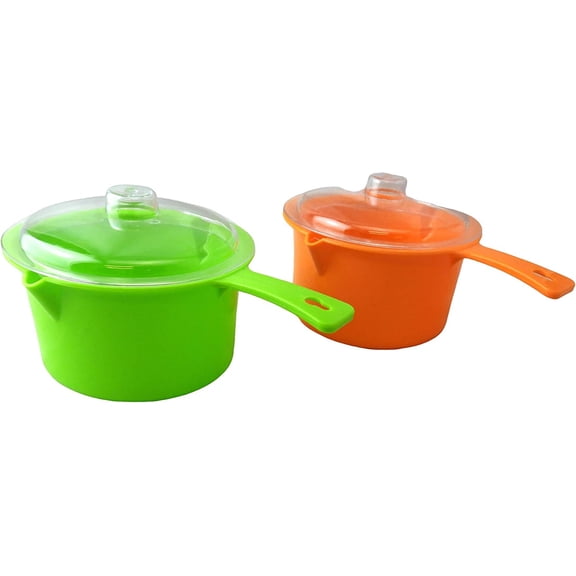 Set of 2 Microwave Saucepan With Lid Store Heat and Eat 800ml each
