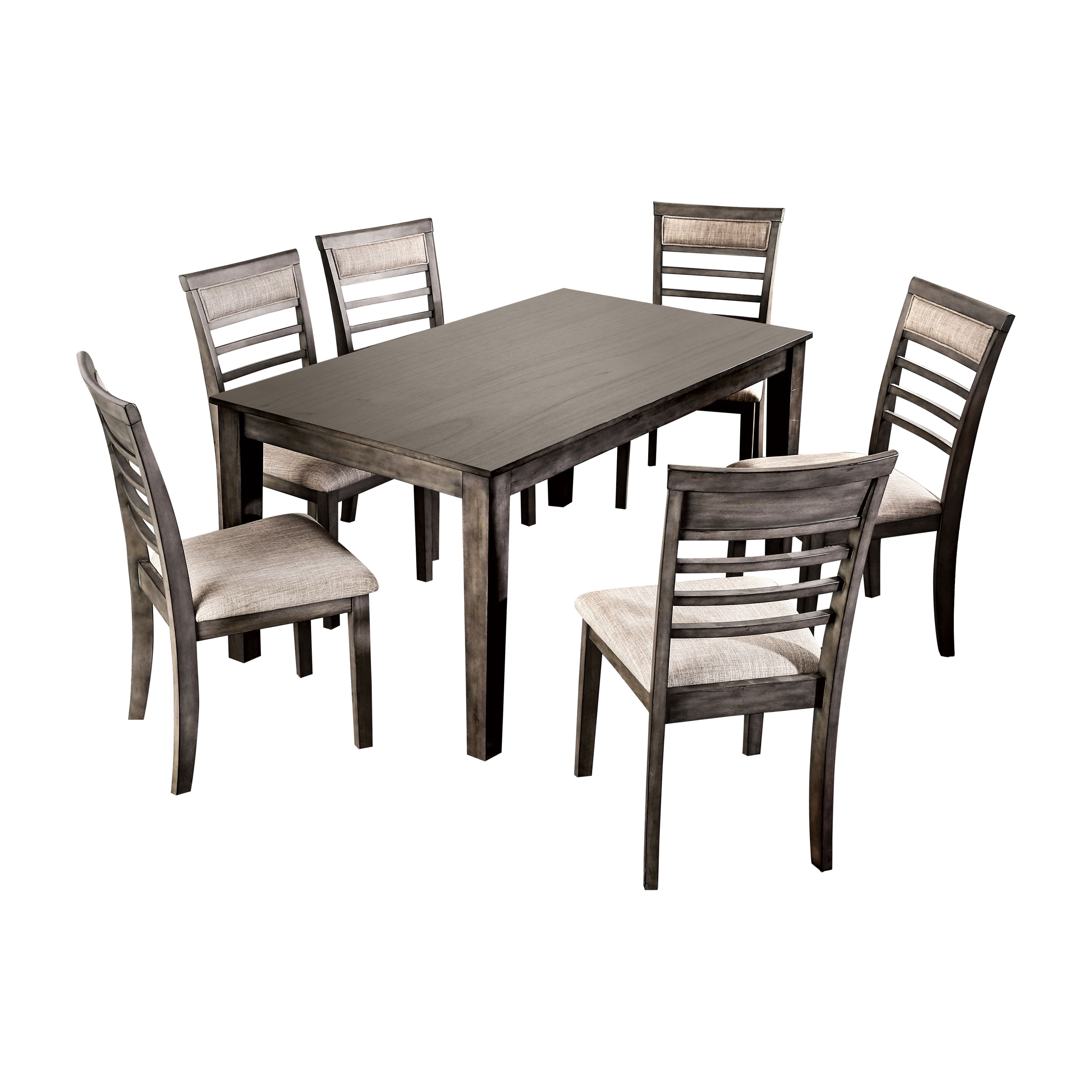 Furniture of America Mason Contemporary 7-Piece Wood Dining Set, Gray