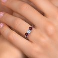thumbnail image 4 of Gem Stone King 925 Sterling Silver Lab Grown Diamond and Red Rhodolite Garnet Engagement Ring for Women | 1.70 Cttw | Round 5MM | Gemstone April Birthstone | Size 8, 4 of 6