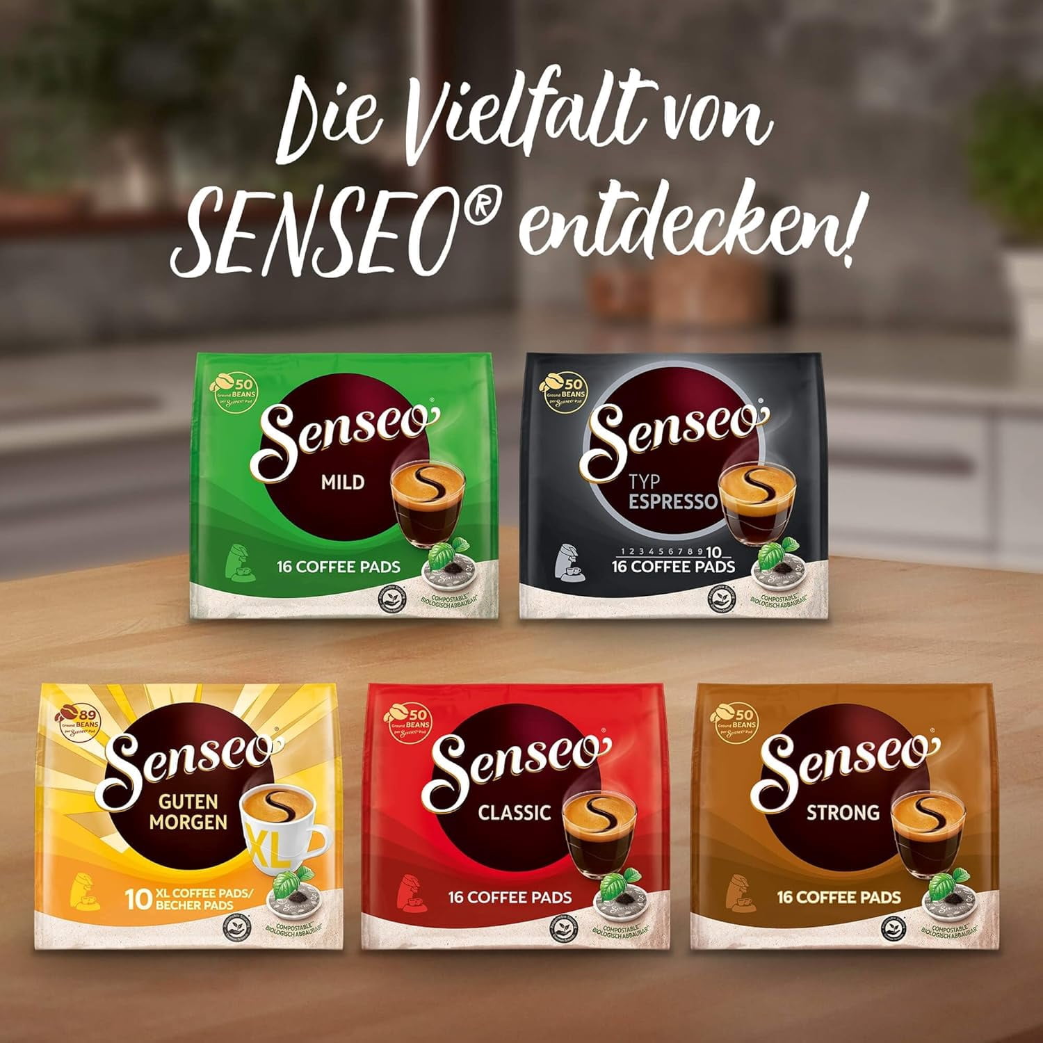 Senseo Medium Roast Coffee Pads Guten Morgen Xl Strong & Intensiv, 5-Pack, 125g Coffee Pods